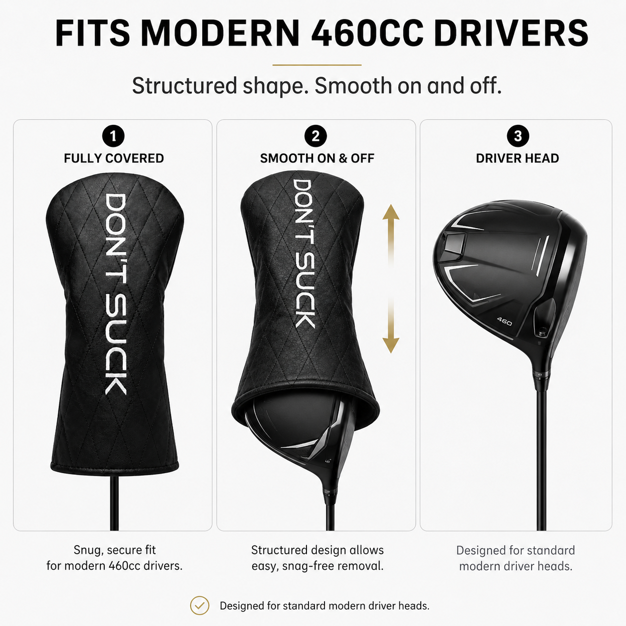 Don’t Suck™ Driver Headcover — Premium Black Diamond Quilted Fit (460cc)